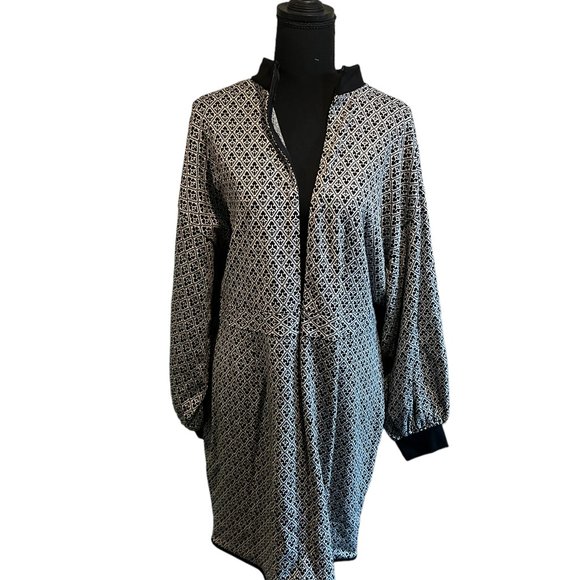 Eloquii Womens Dress Textured Knit Long Sleeve Jacquard Design Black White 18/20 - Picture 3 of 16